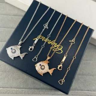 Collier de corps argent doré pendentif poisson en forme Pavé de cristaux