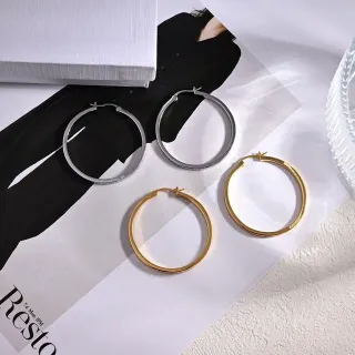 Silver Gold Hoop Hinged Closure Earrings