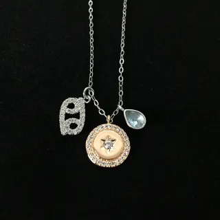 银金多 charm 吊坠 pave-set 星座符号项链