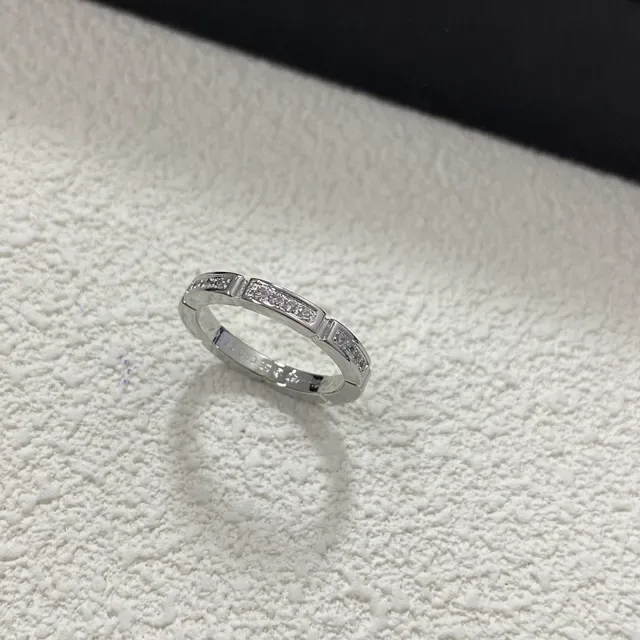 Silver Gold Segmented Band Channel-Set Stones Ring 3