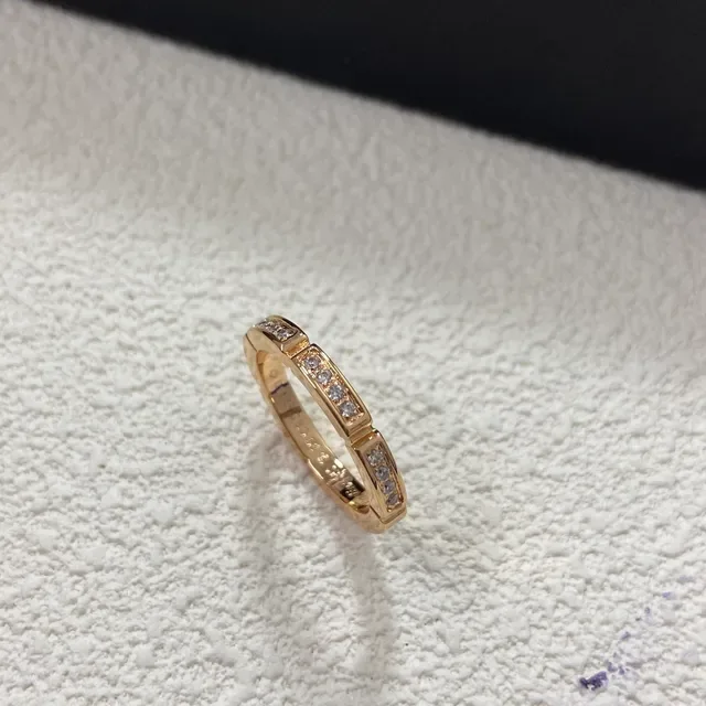Silver Gold Segmented Band Channel-Set Stones Ring 4