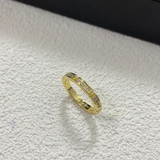 Silver Gold Segmented Band Channel-Set Stones Ring 5