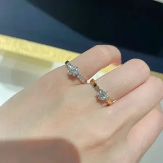 Silver Gold Solitaire Center Stone Pavé Accents Ring