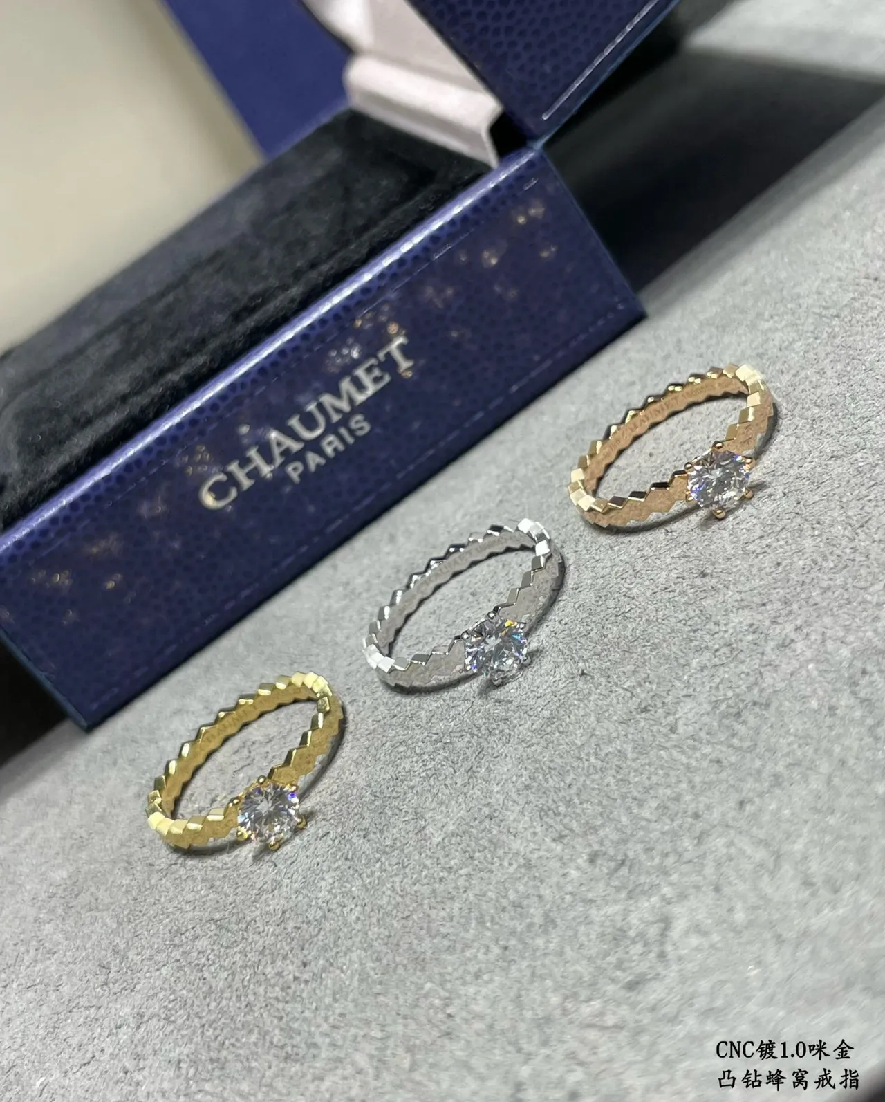 Silver Gold Solitaire Center Stone Pavé Accents Ring 9