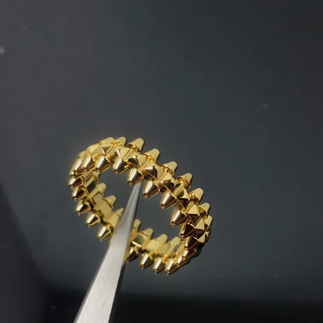 Silver Gold Spiked Stud Stackable Ring 2
