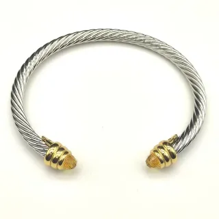 Pulsera cable trenzado plata oro terminales