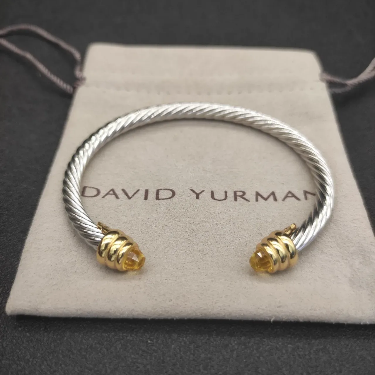 Silver Gold Twisted Cable Terminals Bracelet 5