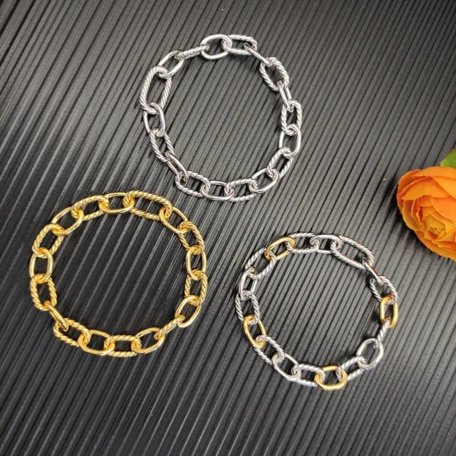 Silver Gold Twisted Rope-Link Chains Oval Connectors Bracelet 2