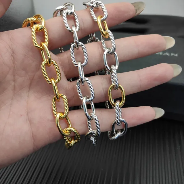 Silver Gold Twisted Rope-Link Chains Oval Connectors Bracelet 4