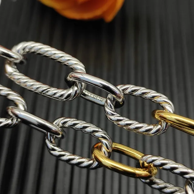 Silver Gold Twisted Rope-Link Chains Oval Connectors Bracelet 7