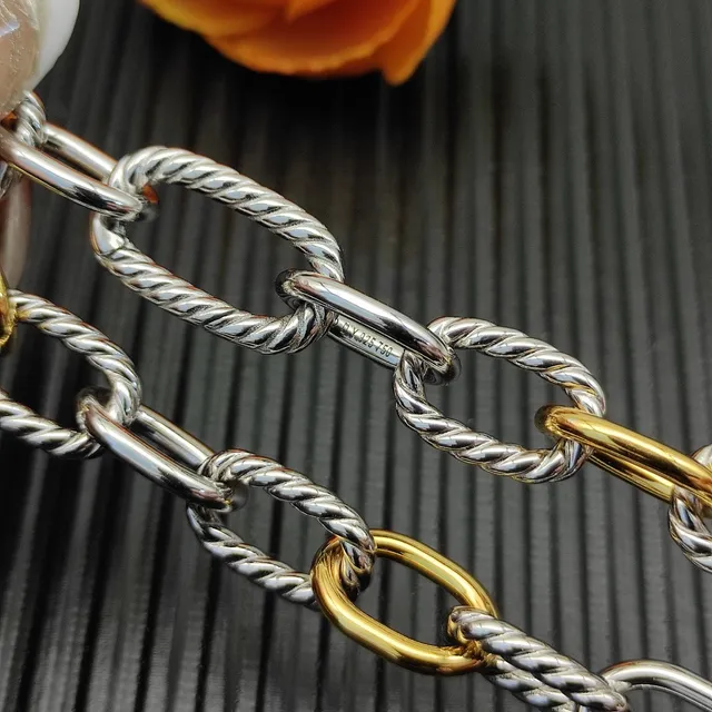 Silver Gold Twisted Rope-Link Chains Oval Connectors Bracelet 8