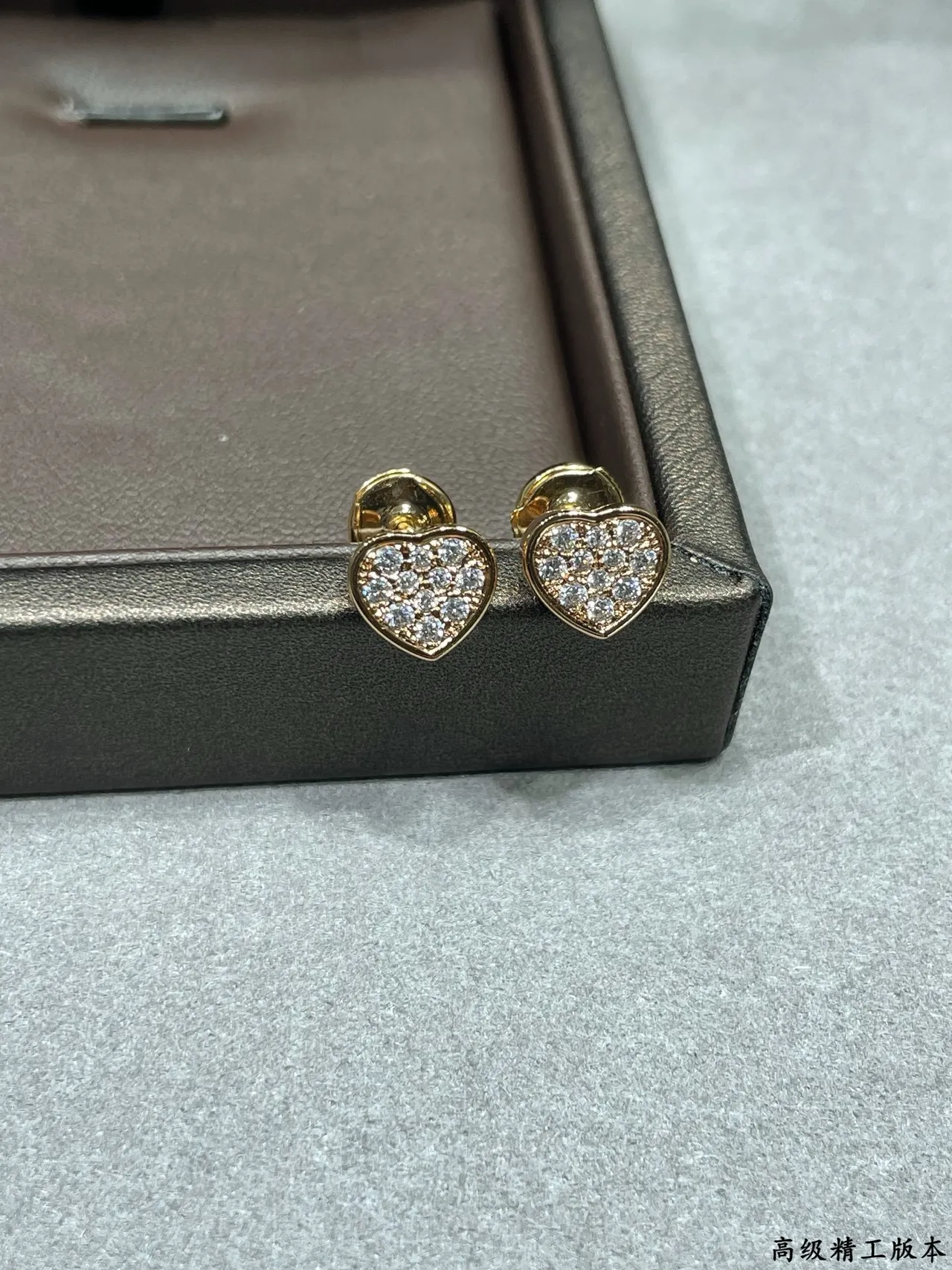 Silver Heart-Shaped Pavé-Set Earrings 3