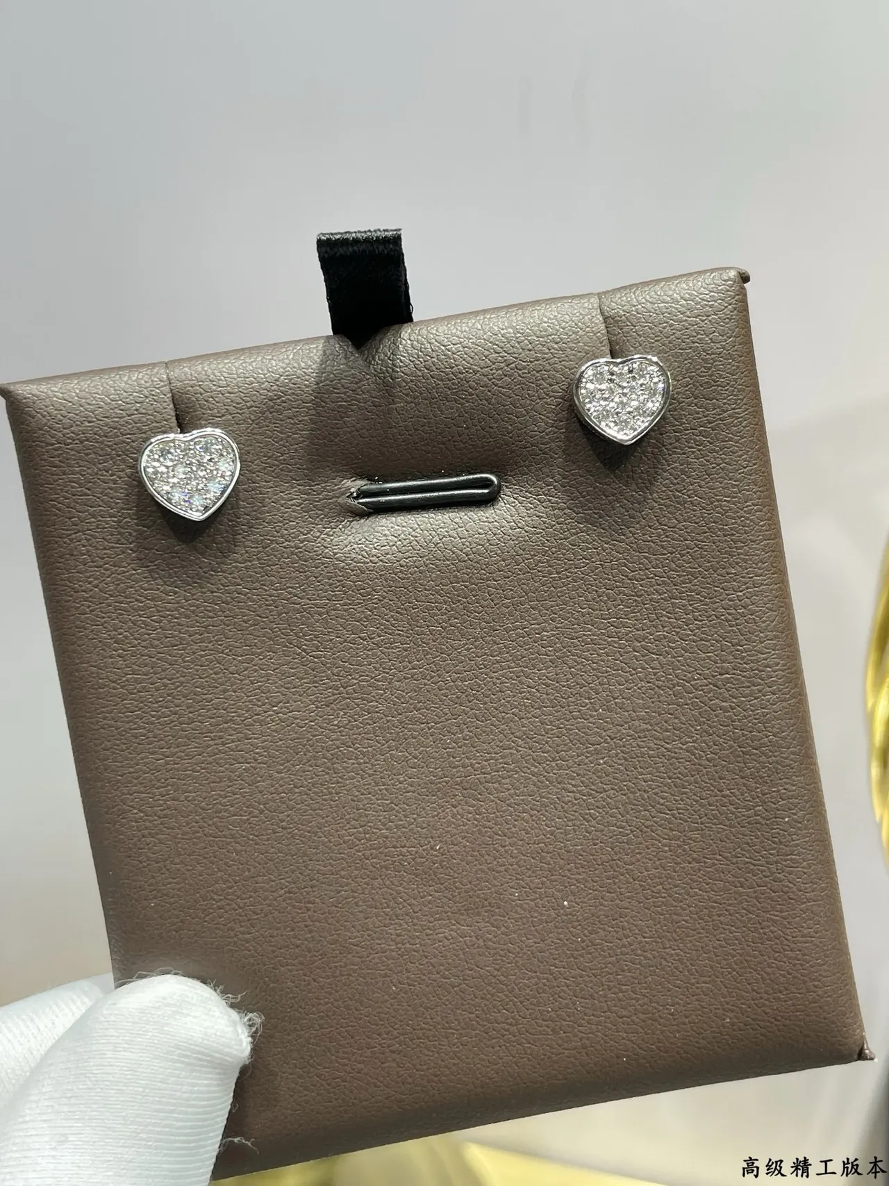 Silver Heart-Shaped Pavé-Set Earrings 5