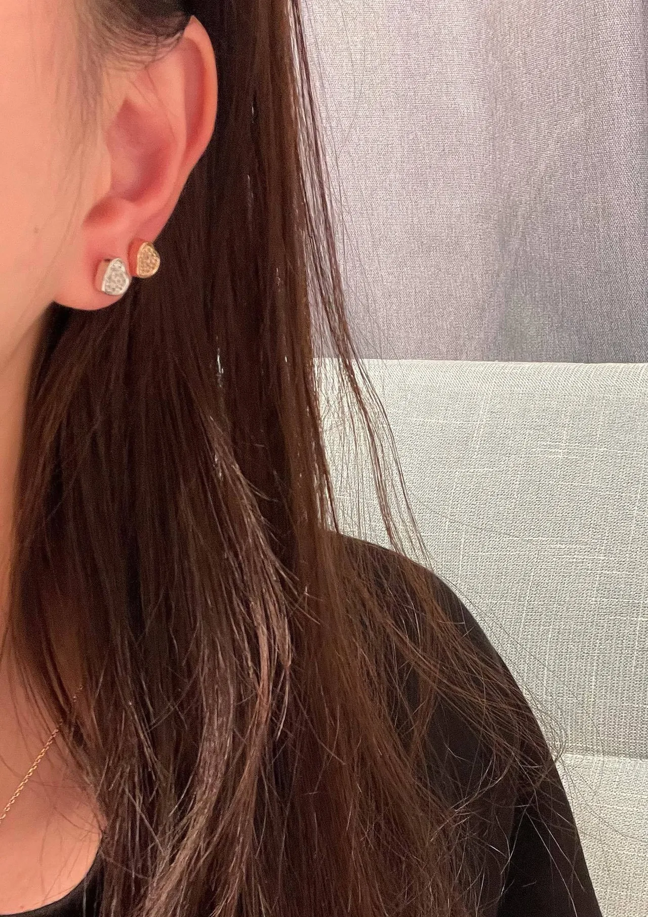 Silver Heart-Shaped Pavé-Set Earrings 9