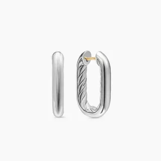Silver Rope-Textured Hinged Hoop Earrings
