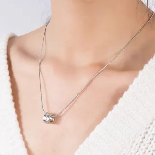银蛇链双环吊坠项链