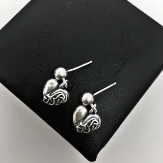 Silver-Tone Heart Filigree Dangling Earrings