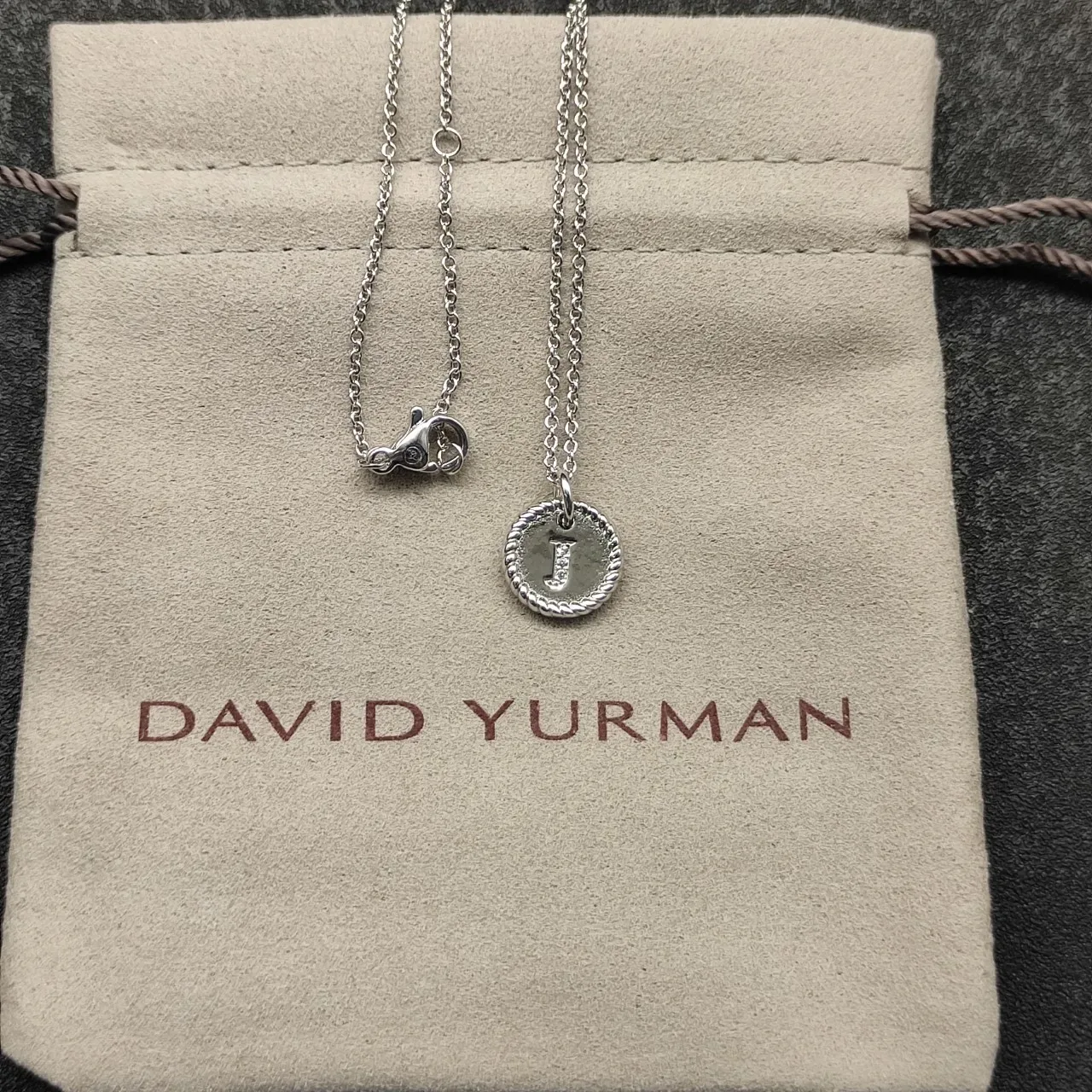 Silver-Tone Initial J Rope-Edge Disc Pendant Necklace 6