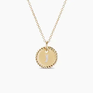 Silver-Tone Initial J Rope-Edge Disc Pendant Necklace 8