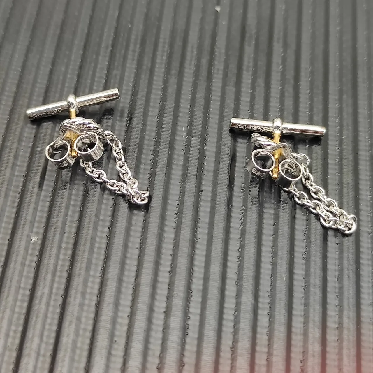 Silver-Tone Knot Motif Pavé Stone Chain Dangle Earrings 4