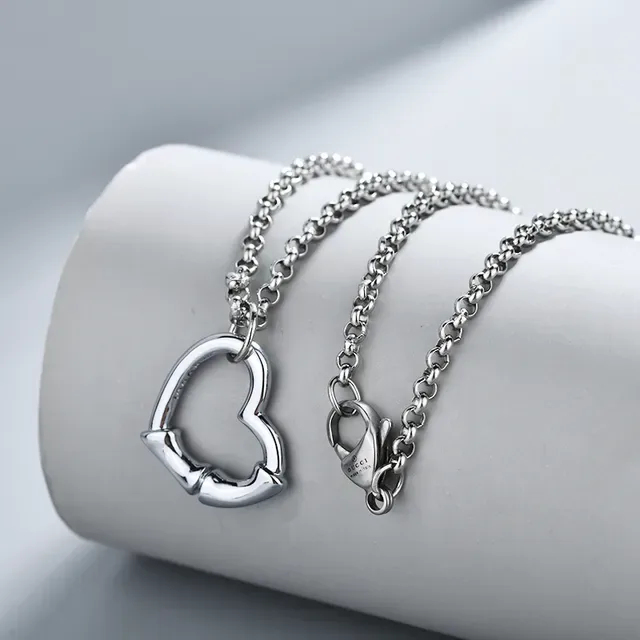 Silver-Tone Openwork Heart Pendant Necklace 2