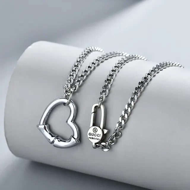 Silver-Tone Openwork Heart Pendant Necklace 4