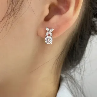 Silver Transparent Butterfly Motif Round Crystal Drop Earrings