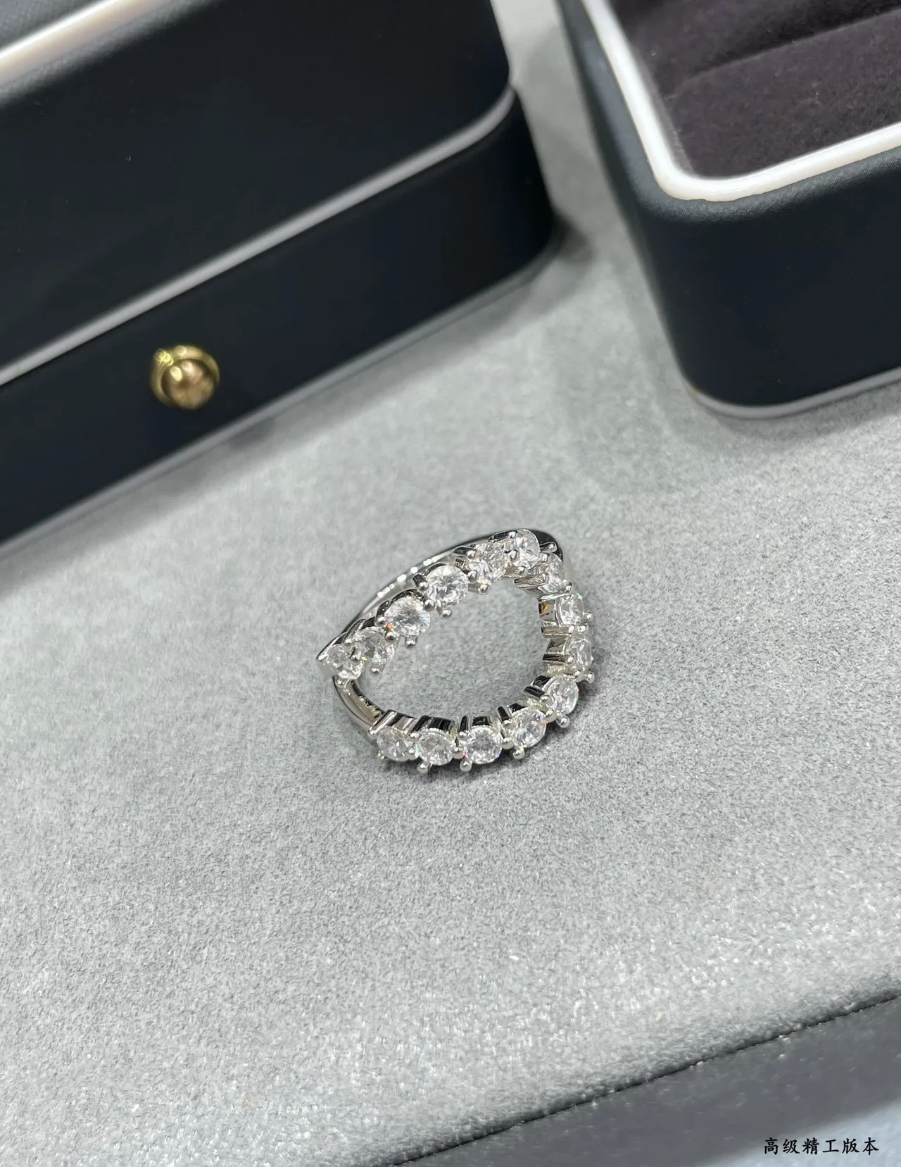 Silver White Full Eternity Band Round Brilliant-Cut Stones Ring 2