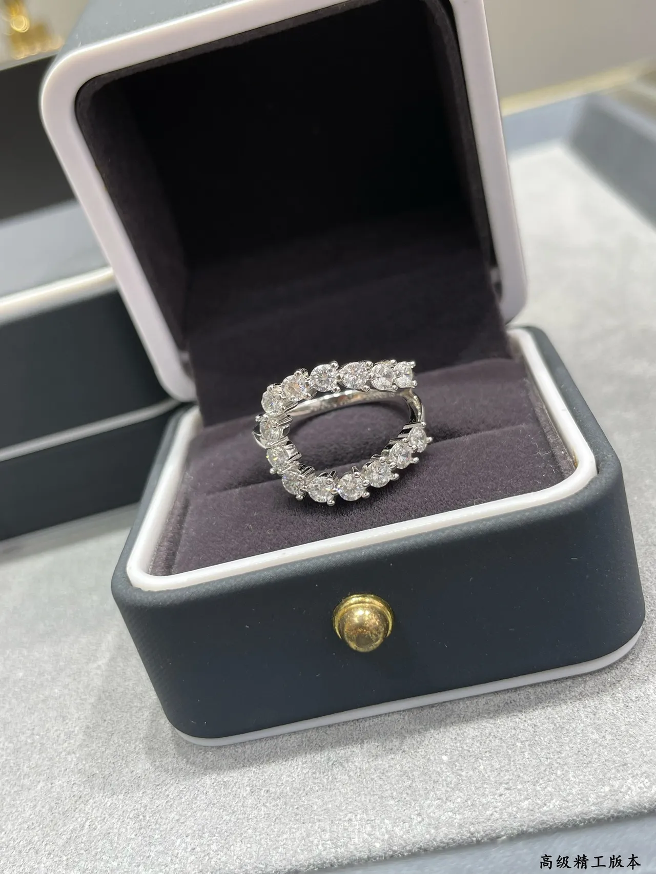 Silver White Full Eternity Band Round Brilliant-Cut Stones Ring 3