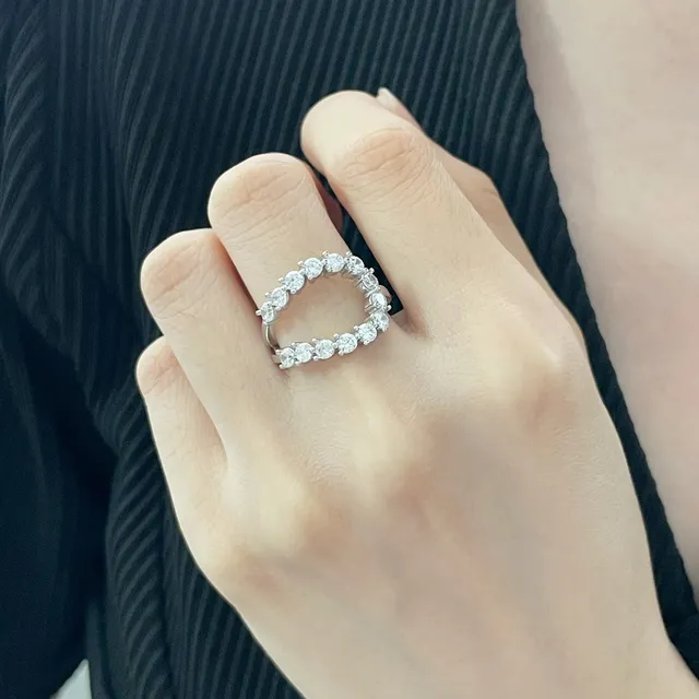 Silver White Full Eternity Band Round Brilliant-Cut Stones Ring 8