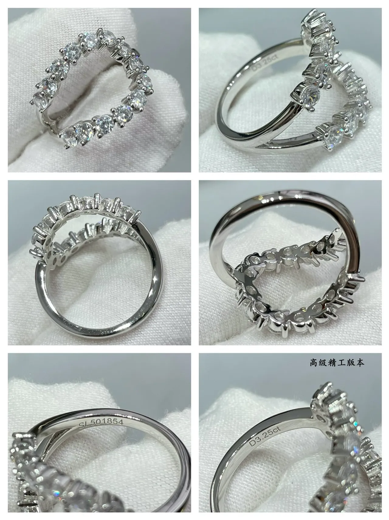 Silver White Full Eternity Band Round Brilliant-Cut Stones Ring 9