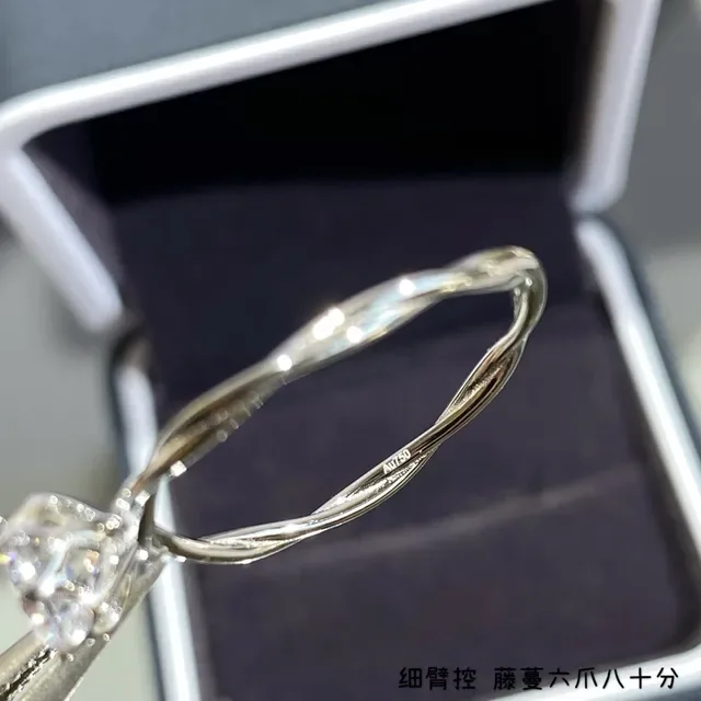 Solitaire Round Brilliant-Cut Stone Six-Prong Twisted Band Ring 2