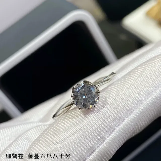Solitaire Round Brilliant-Cut Stone Six-Prong Twisted Band Ring 4