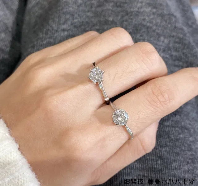 Solitaire Round Brilliant-Cut Stone Six-Prong Twisted Band Ring 8