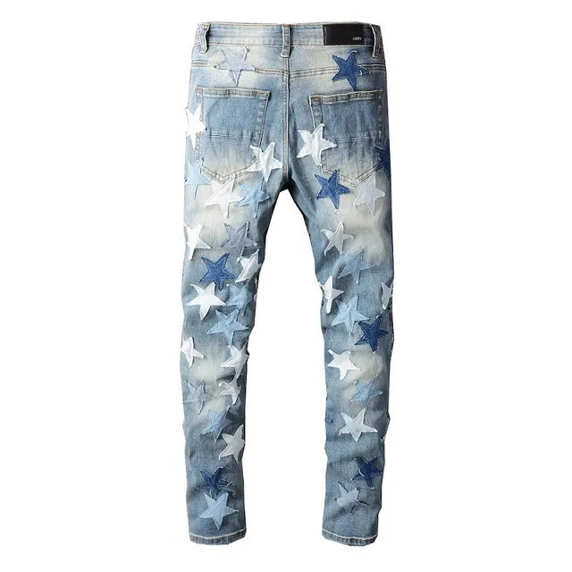 Star-Appliqué Distressed Light-Wash Slim Fit Jeans 12