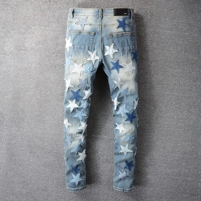 Star-Appliqué Distressed Light-Wash Slim Fit Jeans 13