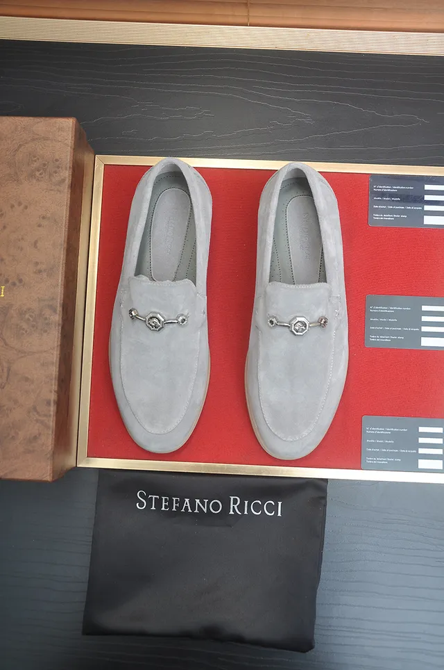Stefano Ricci Gray Beige Suede Upper Horsebit Buckle Loafer 5