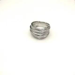 Sterling Silver Twisted Multi-Band Pavé Ring