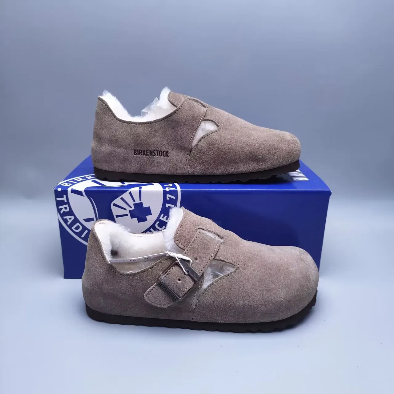 Suede Shearling-Lined T-Strap Buckle Slip-On Casual Shoes 2