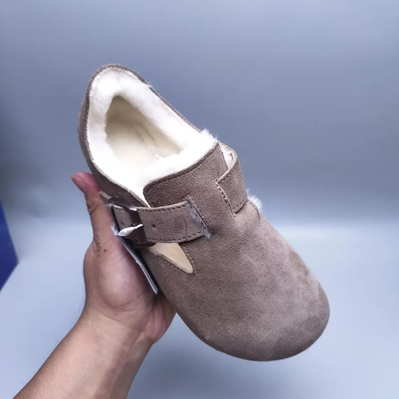 Suede Shearling-Lined T-Strap Buckle Slip-On Casual Shoes 3