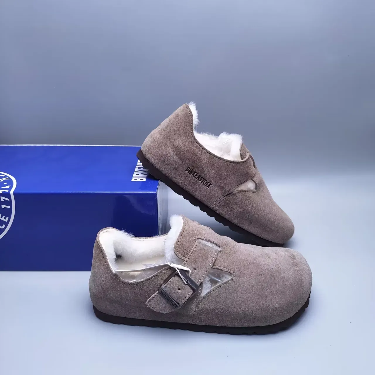 Suede Shearling-Lined T-Strap Buckle Slip-On Casual Shoes 5