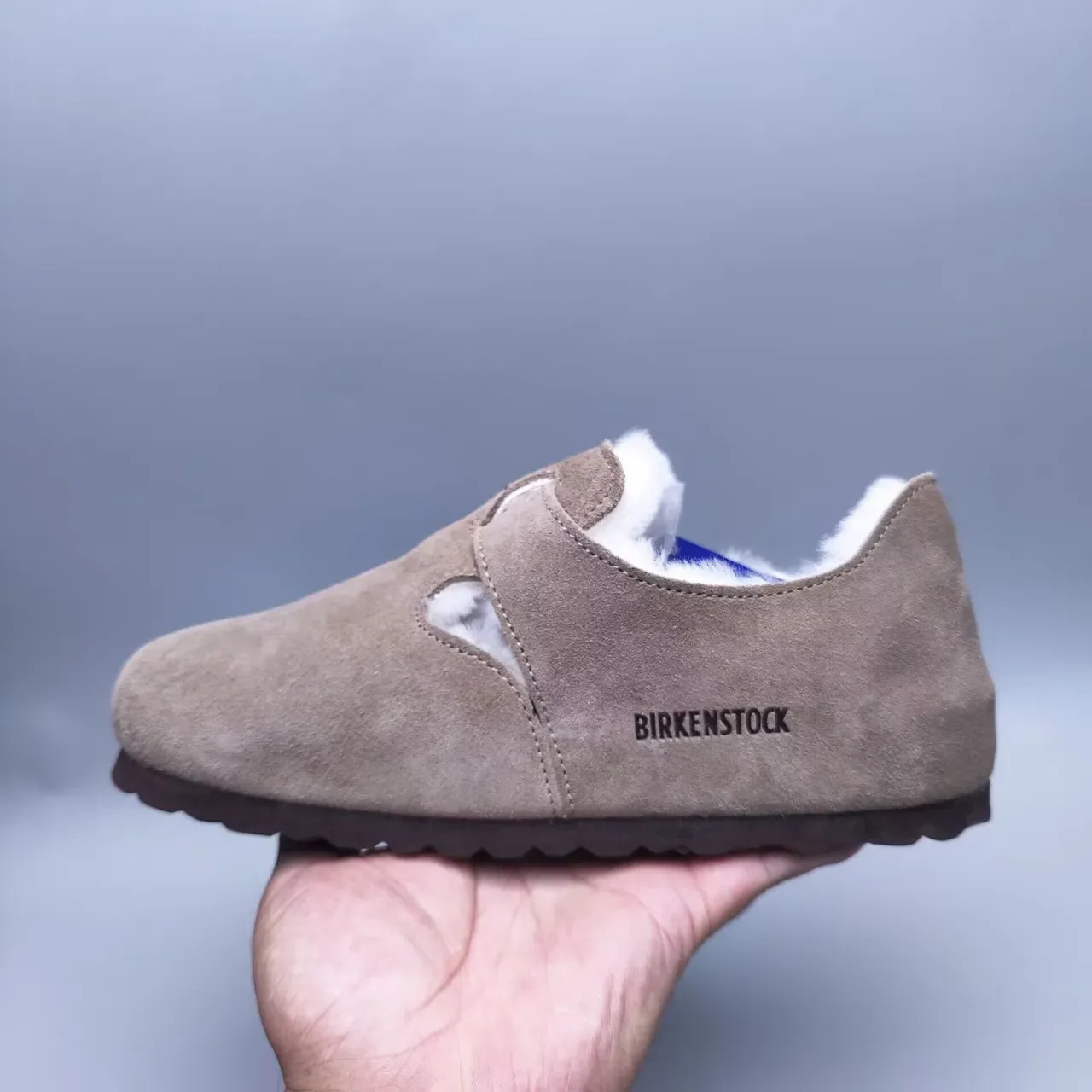 Suede Shearling-Lined T-Strap Buckle Slip-On Casual Shoes 6