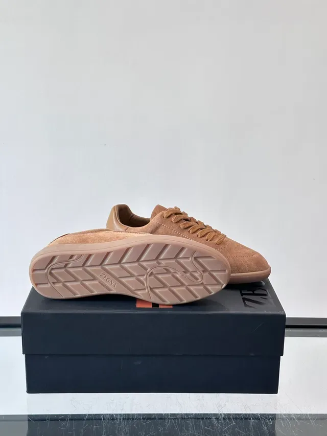 Tan Suede Low-Top Lifestyle Sneakers 2