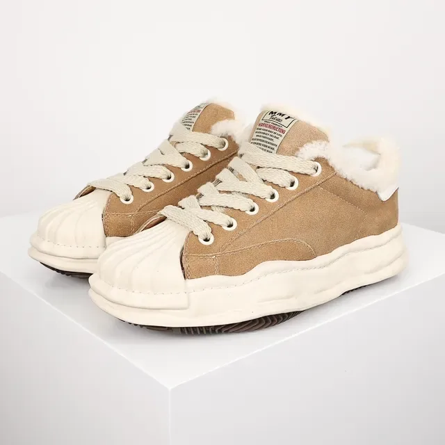 Tan Suede Shearling-Collar Lifestyle Sneaker 2