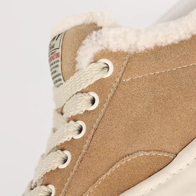 Tan Suede Shearling-Collar Lifestyle Sneaker 6