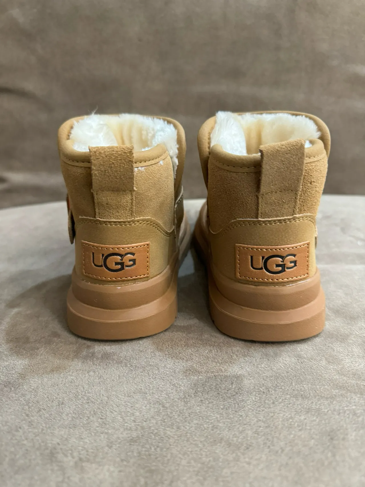Tan Suede Shearling-Lined Buckle Strap Snow Boots 11