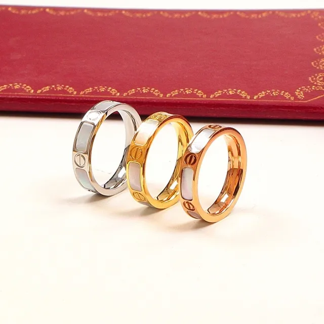 Three-Tone Screw-Motif Inlay Rings 5