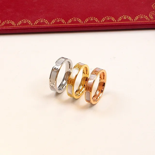 Three-Tone Screw-Motif Inlay Rings 6