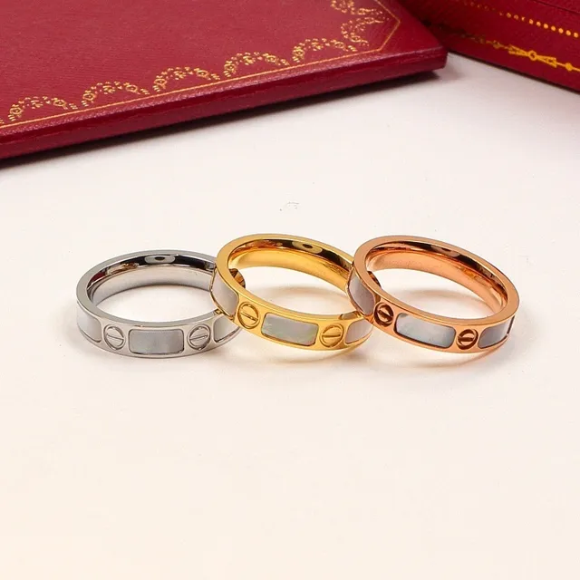 Three-Tone Screw-Motif Inlay Rings 7