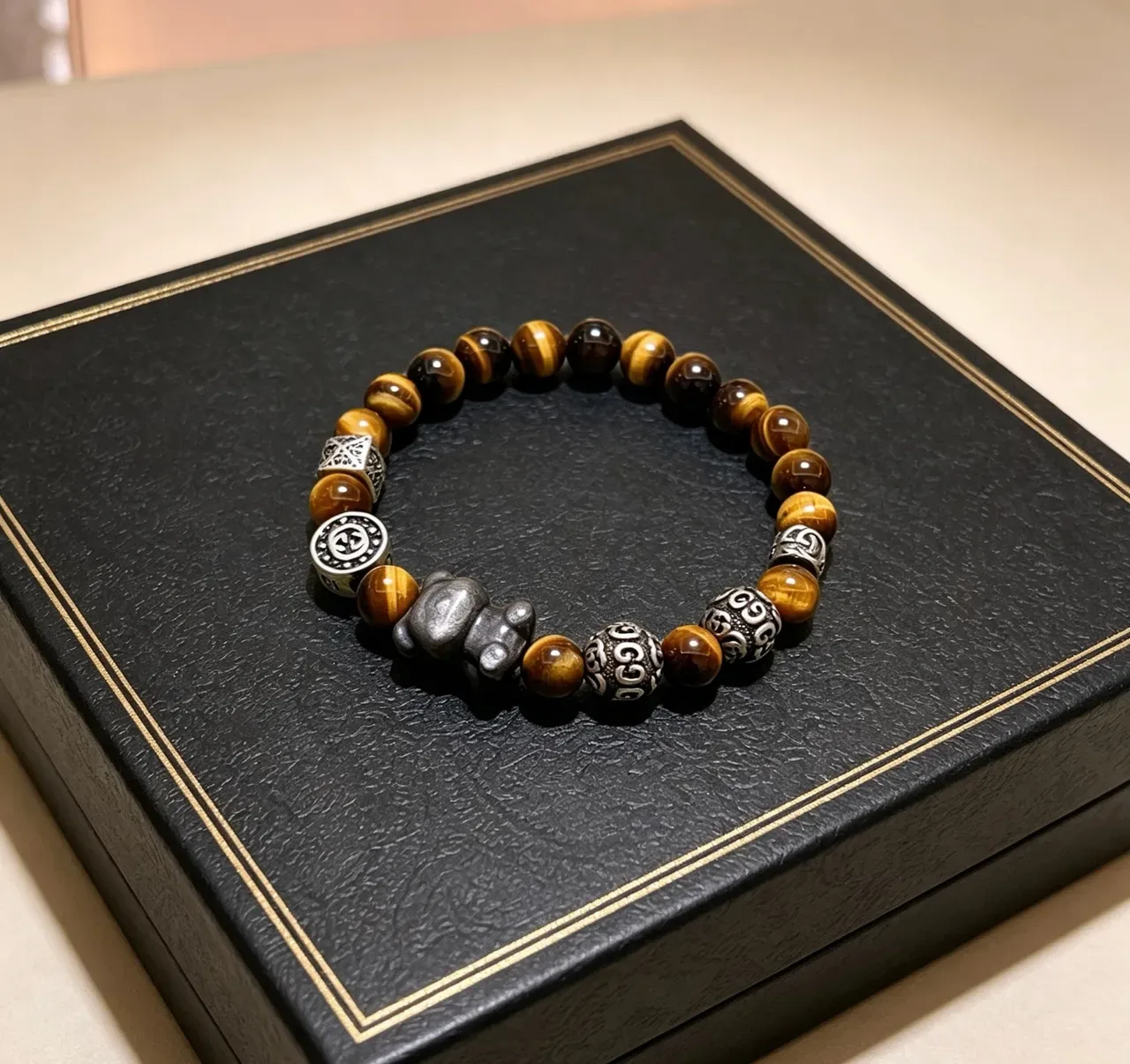 Tiger's Eye and Silver-Tone Metal Beaded Bracelet 4